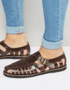 Kg By Kurt Geiger Woven Buckle Sandles In Wine Leather - Red