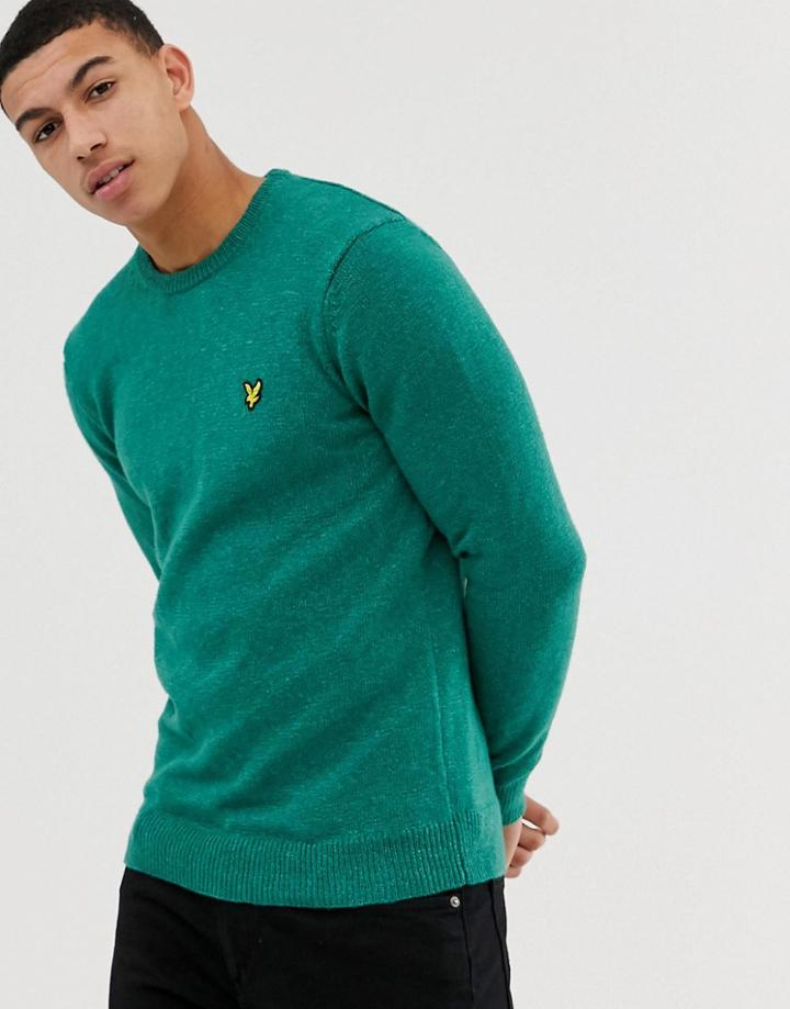 Lyle & Scott Mottled Crew Neck Sweater In Green - Green