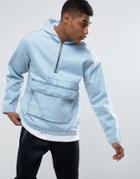 Kubban Pullover Denim Jacket With Front Pocket - Blue