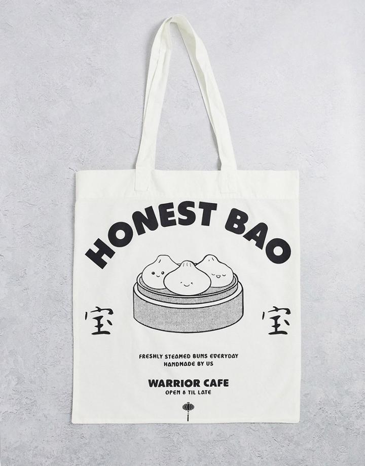 Asos Design Tote Bag With Food Print-white