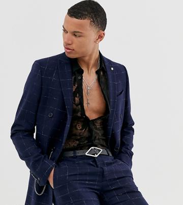 Twisted Tailor Super Skinny Double Breasted Suit Jacket In Check
