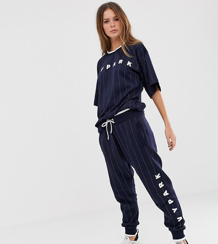 Ivy Park Boyfriend Fit Pinstripe Sweatpants In Navy - Navy