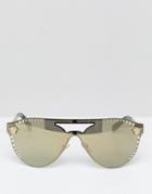 Versace Aviator Sunglasses With Swarovski Detail - Black