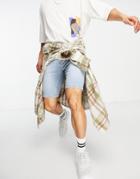 Asos Design Skinny Denim Shorts In Vintage Light Wash Blue-blues