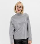 Collusion High Neck Long Sleeve Top - Gray