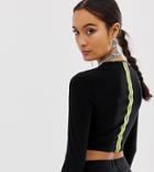Collusion Crop Top With High Vis Stripe - Black