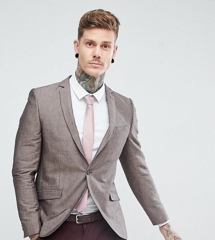 Heart & Dagger Skinny Linen Blazer-brown
