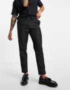 Bolongaro Trevor Woven Stripe Tapered Fit Pants With Elasticated Waist-black
