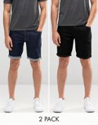 Asos 2 Pack Skinny Denim Shorts - Multi