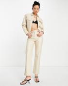 4th & Reckless Boxy Leather Look Jacket In Buttercream - Part Of A Set-yellow
