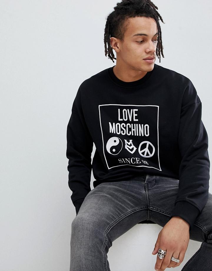 Love Moschino Sweat With Box Logo In Black - Black