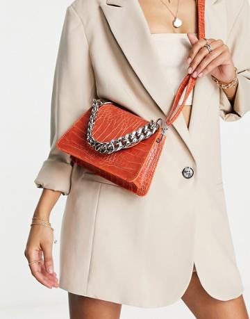 Trendyol Faux Croc Bag In Orange