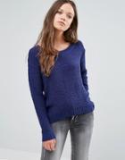 Ichi Open Knit Sweater - Blue