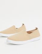 Truffle Collection Canvas Slim On Sneakers In Sand-white
