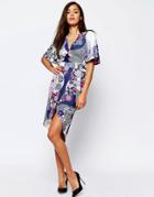 Asos Wrap Dress With D-ring In Mixed Floral Print - Multi