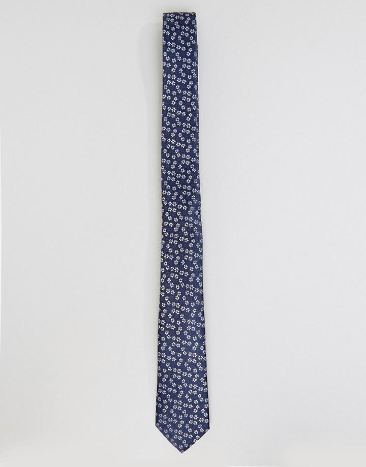 Asos Slim Tie In Dark Flower Design - Black