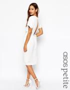 Asos Petite Wiggle Dress In Crepe With Open Wrap Back And D-ring - Ivory