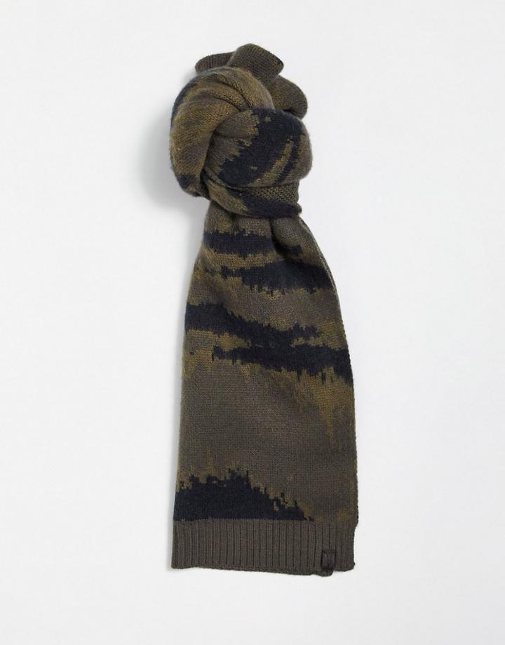 Allsaints Camo Jacquard Scarf In Sandalwood-brown