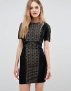 Wyldr Lace Dress With Contrast Lining - Black