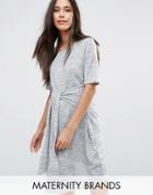 New Look Maternity Tie Front Mini Dress - Gray
