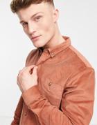 River Island Regular Fit Cord Shirt In Rust-orange