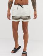 Good For Nothing Two-piece Swim Shorts In White With Baroque Taping - White