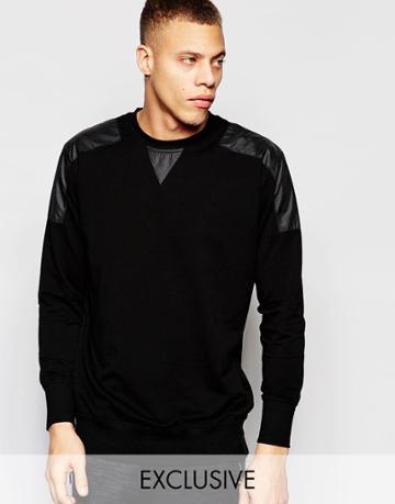 Black Eye Collective Longline Sweatshirt With Nylon Panels - Black