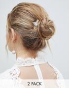 Asos Design Bridal Pack Of 2 White Filigree Disc And Stone Hair Clips - White