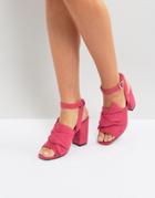 Park Lane Oversized Knot Front Heel Sandals - Pink