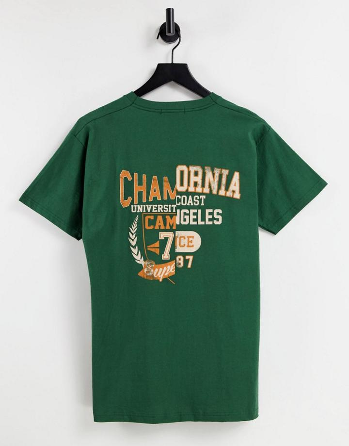 Missguided Oversized T-shirt With Spliced Logo In Green