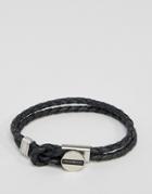 Emporio Armani Leather Logo Bracelet In Black - Black