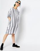Monki Oversized Stripe Dress - Blue White Stripe