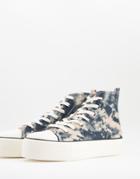 Pull & Bear Hi Top Tie Dye Sneakers In Black