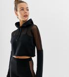 Missguided Gym Hoodie With Mesh Inserts In Black - Black