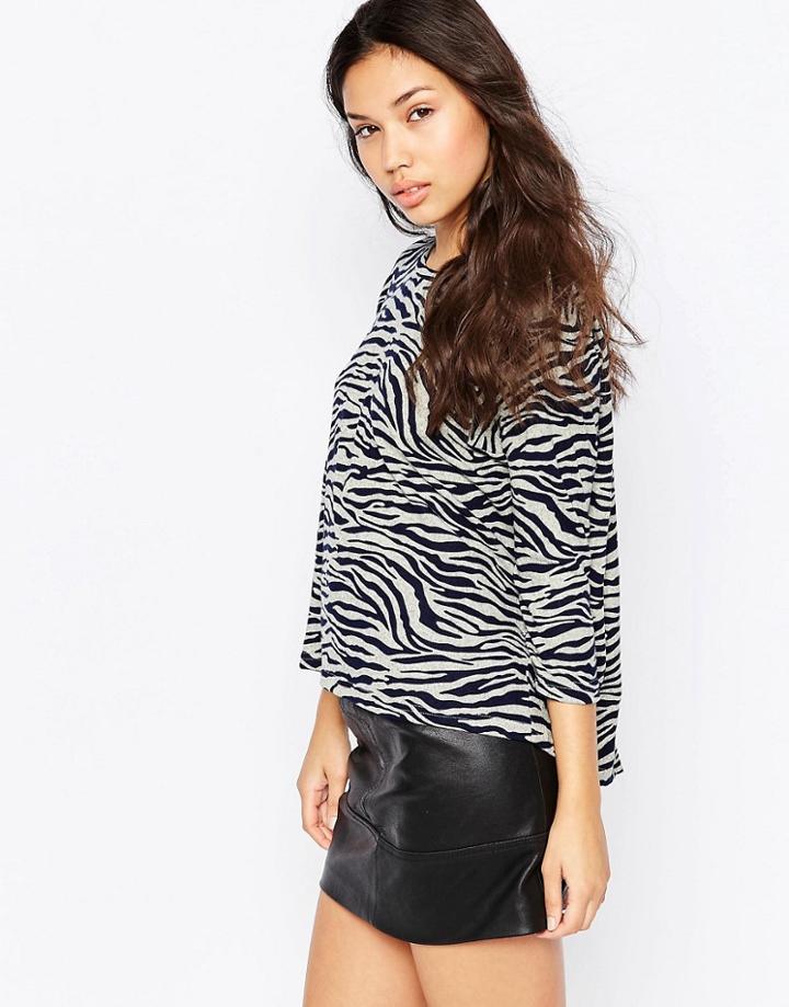 Madam Rage Sweater In Zebra Print - Gray