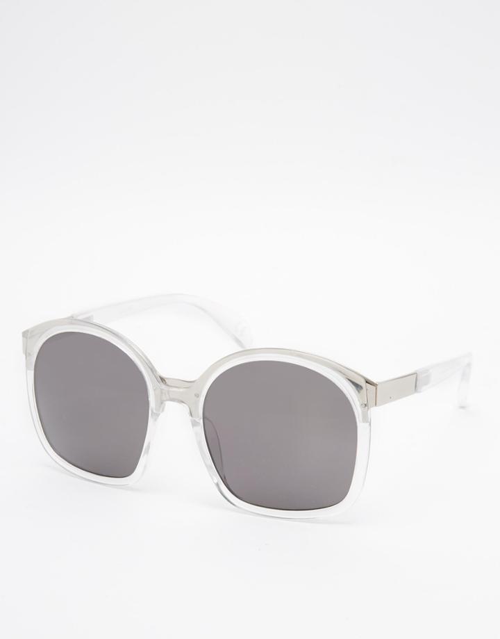 Asos Retro Sandwich Sunglasses In Clear Frame - Clear