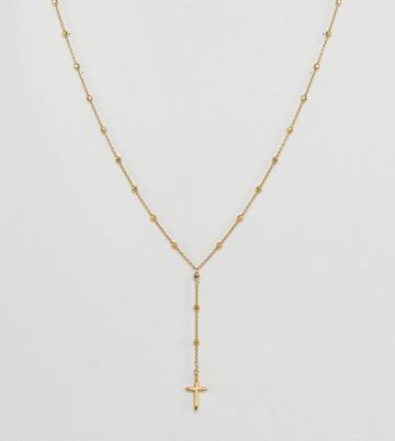 Dogeared Gold Plated Gold Plated Love + Faith Rosary Cross Necklace With Swarovski Crystal - Gold