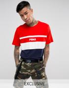 Puma Color Block T-shirt In Red Exclusive To Asos - Red