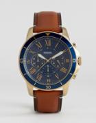 Fossil Fs5268 Grant Sport Chronograph Leather Watch In Tan - Tan