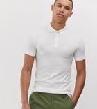 Asos Design Tall Muscle Fit Jersey Polo - White