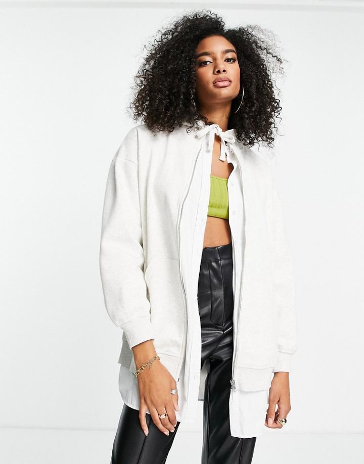 & Other Stories Zip Front Hoodie In Off White-neutral