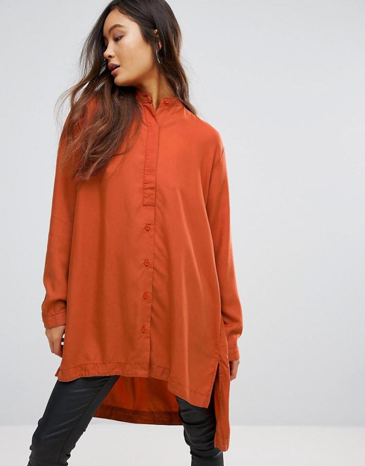 Waven Agnes High Low Tunic Shirt - Orange