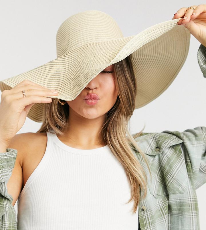 South Beach Wide Brim Floppy Hat In Beige-neutral