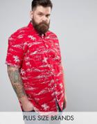 Duke Plus Shirt In Hawaiian Print With Short Sleeves Red - Red