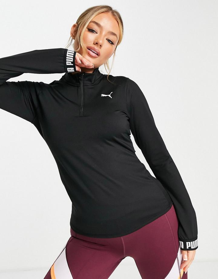 Puma Training Evoknit Seamless 1/4 Zip Top In Puma Black