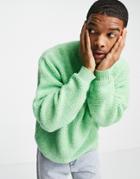 Asos Design Knitted Plush Sweater In Green