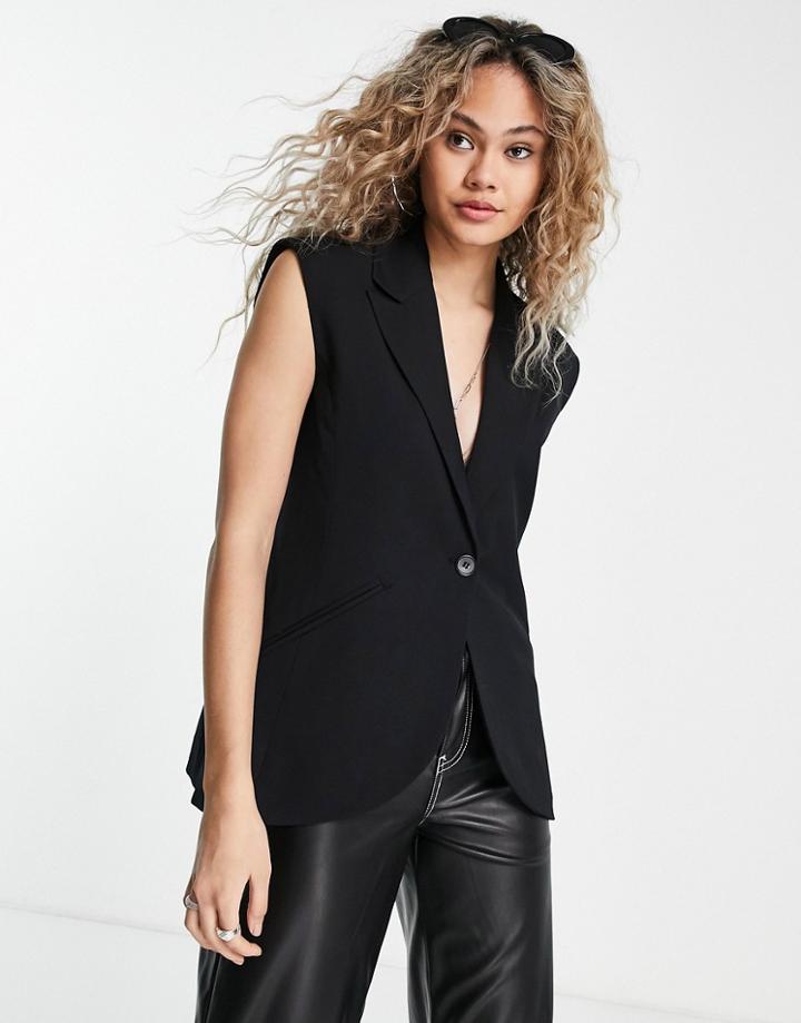 Weekday Recycled Polyester Blazer Vest In Black