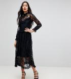 Y.a.s Tall Lace Dress With Ruffle Detail - Black