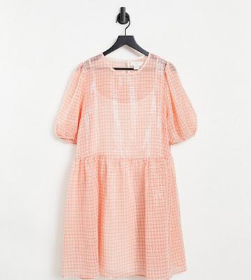 Collective The Label Curve Metallic Smock Mini Dress In Check Sequin-multi