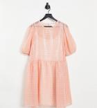 Collective The Label Curve Metallic Smock Mini Dress In Check Sequin-multi
